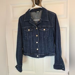 J. Crew Woman's Cropped Denim Jean Jacket, Size: Medium Color: Blue